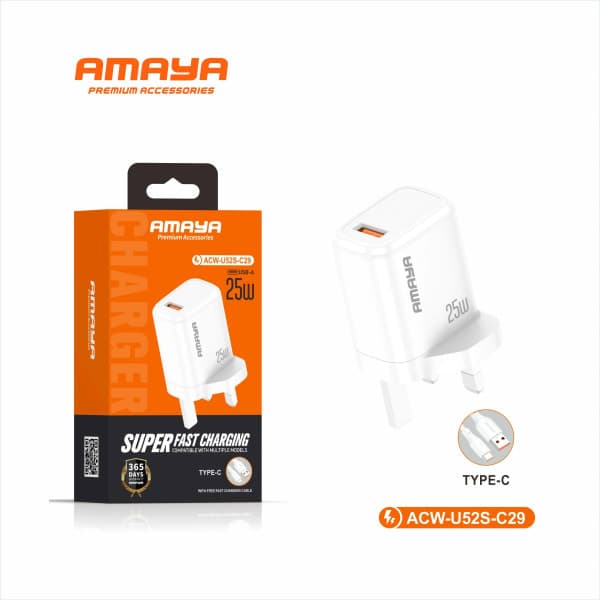 Amaya 25w USB to C charger Amaya 25w USB to C charger — Chargers for Universal in Nairobi, Kenya | Accessories Galaxy